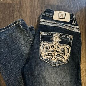 Women's Dark Blue Embellished Jeans